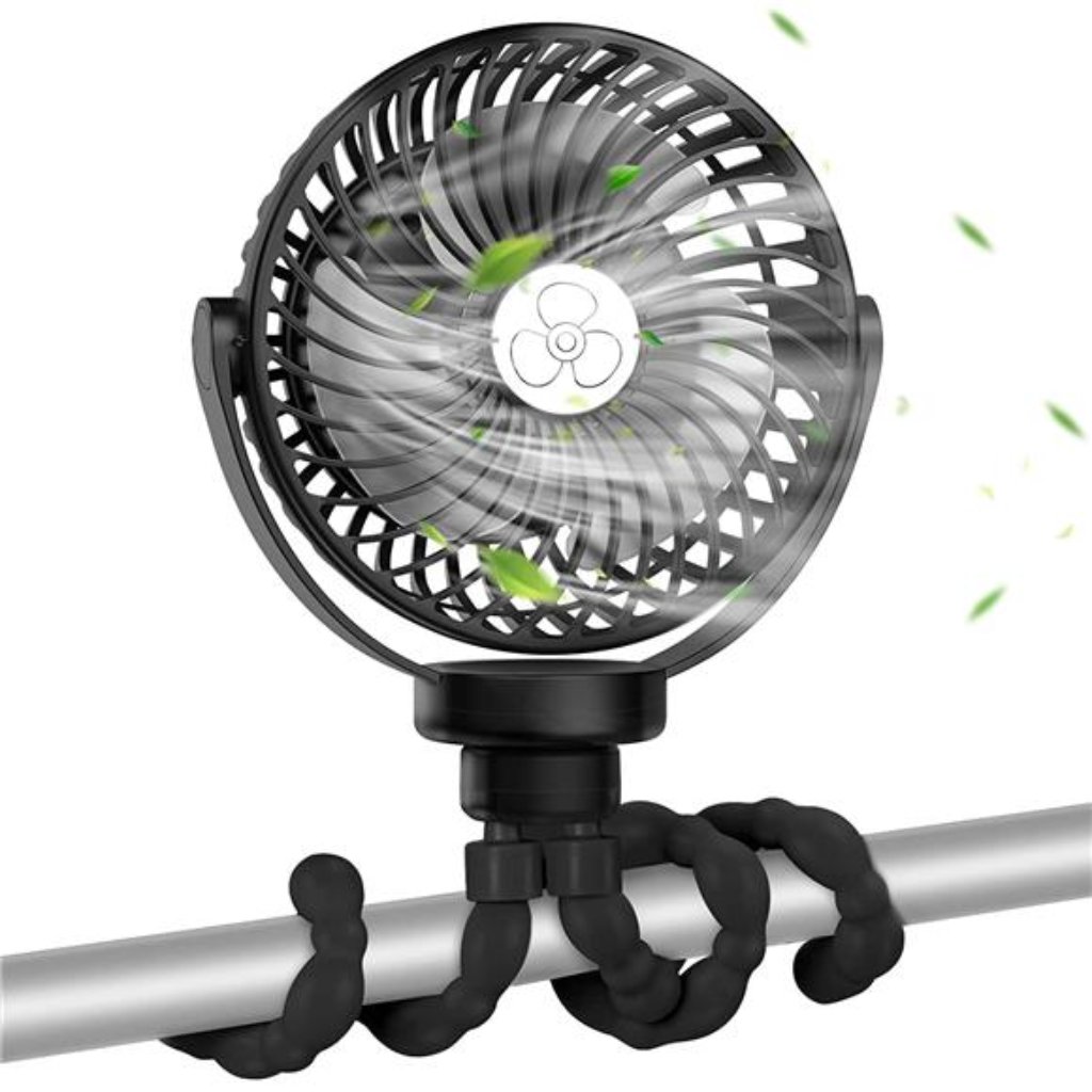 5200mah Battery Operated Stroller Fan Handheld Mini Fan Clip On Fan Black
